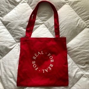 ✨SOLD✨RÉALISATION PAR red canvas tote bag